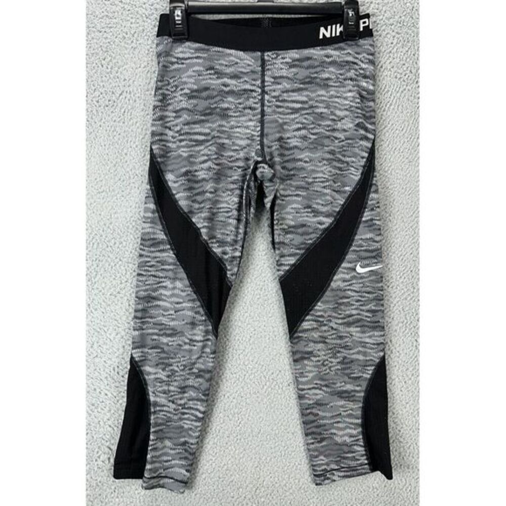 Nike Pro Pants Women Medium Gray Dri-Fit Hypercool Reflects Capri Gym 822290-010